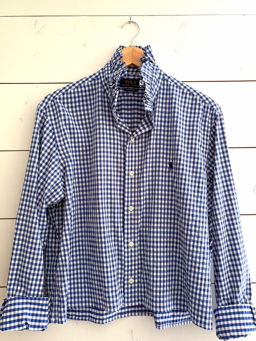 Ralph Lauren Blue and White Gingham Button-Down Shirt